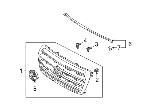 2008 Toyota Land Cruiser Grille & Components Diagram