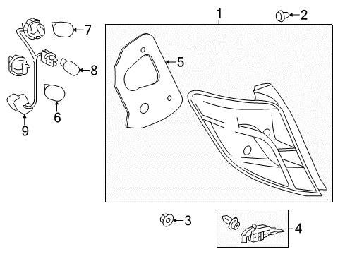 2014 Toyota Yaris Lens & Body, Rear Combination Diagram for 81551-52820