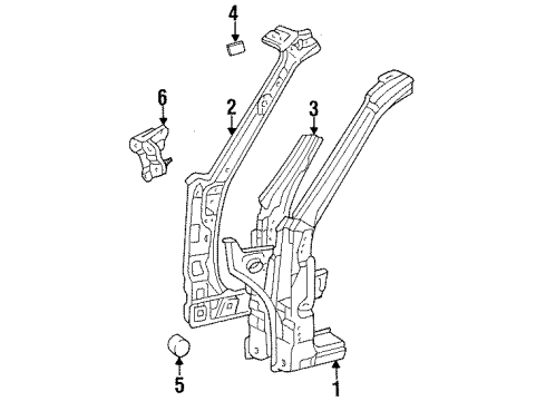 1997 Toyota Tercel Hinge Pillar Diagram 1 - Thumbnail