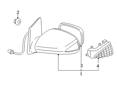 2006 Scion xA Driver Side Mirror Assembly Outside Rear View Diagram for 87940-52720-C0