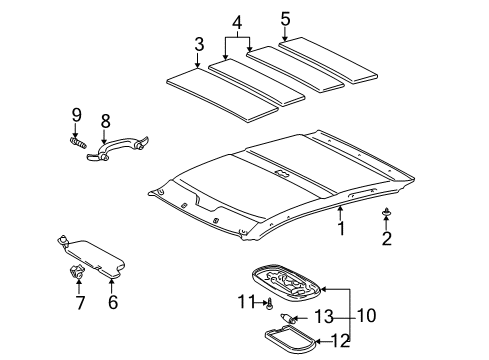 2001 Toyota Echo Interior Trim - Roof Diagram 1 - Thumbnail