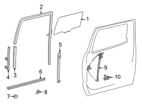 2023 Toyota Tundra RUN, RR DOOR GLASS Diagram for 68152-0C071