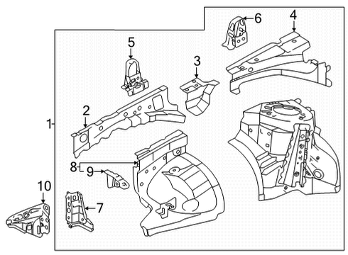 2019 Toyota Mirai Structural Components & Rails Diagram