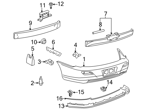 2007 Toyota Solara Bracket, Rear Bumper Seal, LH Diagram for 52198-AA010