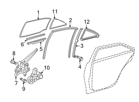 2009 Toyota Camry Glass Sub-Assy, Rear Door, RH Diagram for 68113-33150