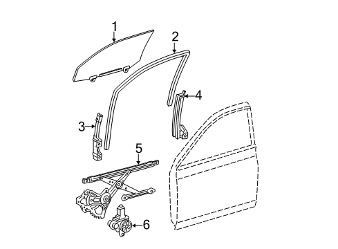 2012 Toyota Avalon Front Door - Glass & Hardware Diagram