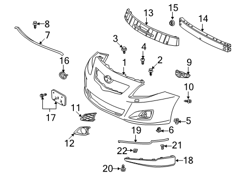 2010 Toyota Corolla Support, Front Bumper Side, RH Diagram for 52115-02130