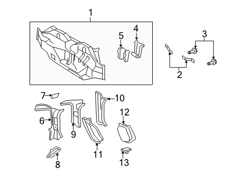 2004 Scion xA Corner Panel Upper Cover Diagram for 61825-52010