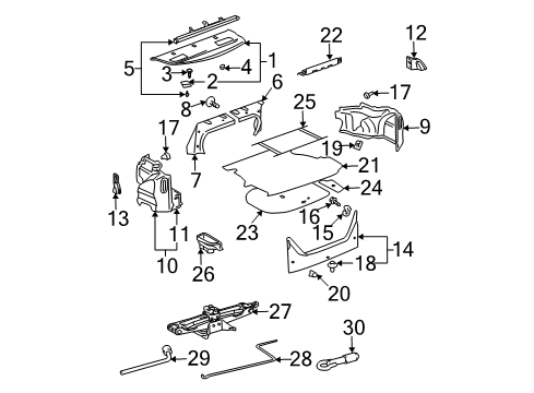 2003 Toyota Camry Cover, Luggage Compartment Trim, Inner Lower Diagram for 64723-33030-C0