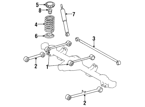 1988 Toyota Van Rear Suspension, Control Arm Diagram 1 - Thumbnail