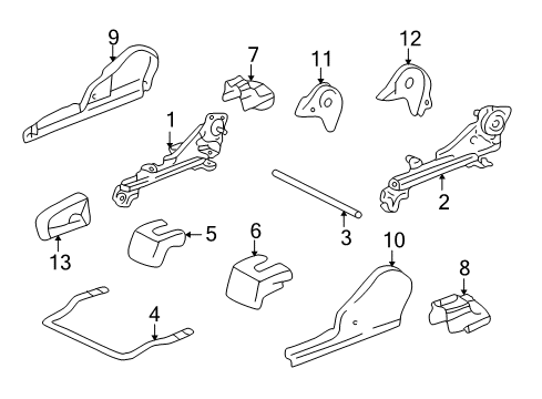 2004 Toyota Tundra Seat Track, Inner Passenger Side Diagram for 72021-0C030