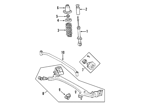 2001 Toyota Prius Bar, Stabilizer, Rear Diagram for 48812-47010