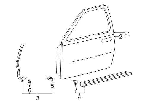 2004 Toyota Tundra Weatherstrip, Front Door, RH Diagram for 67861-0C010