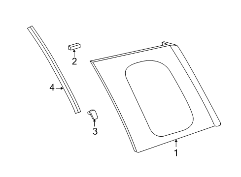 2005 Scion xA Quarter Panel - Glass & Hardware Diagram