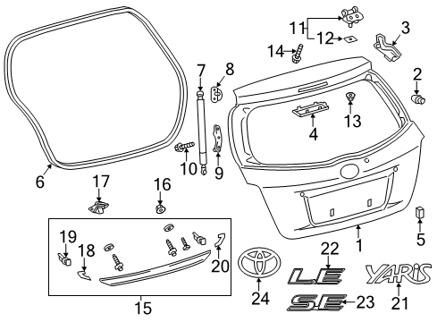 2014 Toyota Yaris Back Door Lock Assembly Diagram for 69350-02090