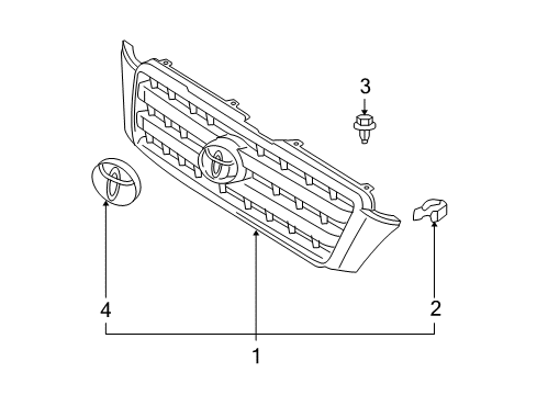 2004 Toyota Highlander Radiator Grille Emblem(Or Front Panel) Diagram for 90975-02043