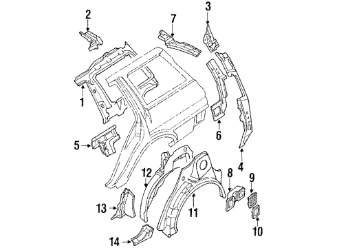 1990 Toyota Corolla Gusset, Quarter Wheel House, RH Diagram for 61641-12040