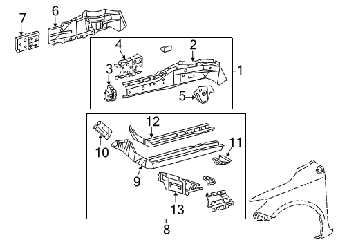 2010 Toyota Corolla Structural Components & Rails Diagram 4 - Thumbnail