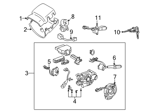 1995 Toyota Tacoma Cylinder & Key Set, Ignition Switch Lock Diagram for 69057-35070