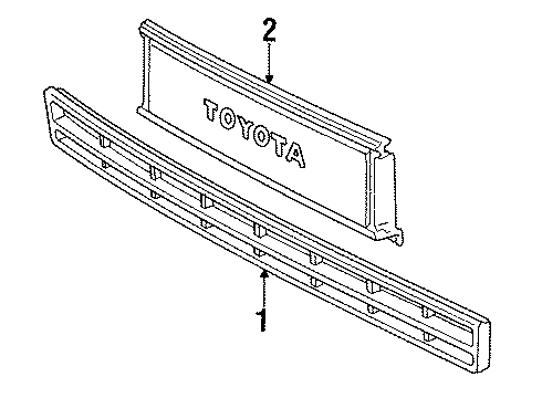 1987 Toyota Van Front Panel Garnish Sub-Assembly, Center Diagram for 53101-87012