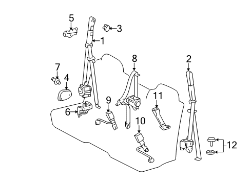 2005 Toyota Tundra Belt Assembly, Front Center Se Diagram for 73160-0C011-E0