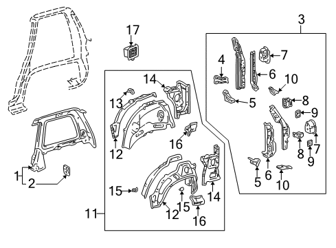 1997 Toyota RAV4 Wheelhouse Assembly, Driver Side Diagram for 61604-42903