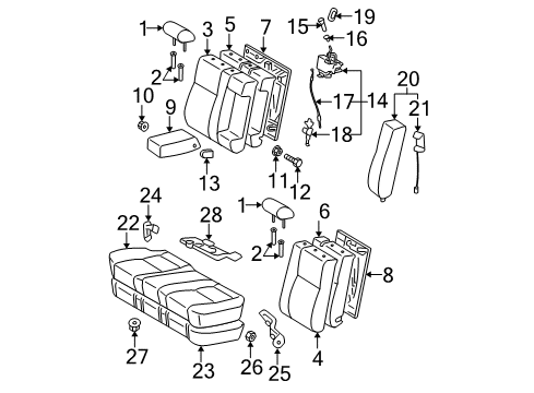 2005 Toyota Camry Support Assembly, Rear Seat Diagram for 71970-02040-B1