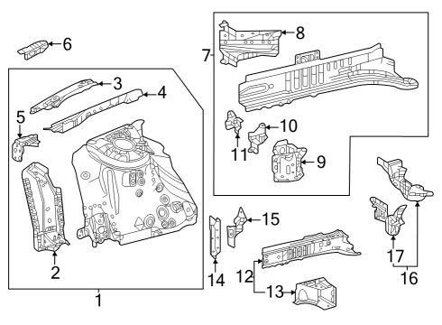 2023 Toyota bZ4X SUPPORT, RADIATOR, L Diagram for 53212-42080