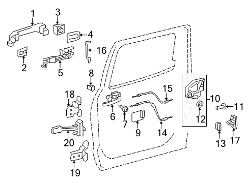 2020 Toyota Tundra Rear Door - Lock & Hardware Diagram 1 - Thumbnail