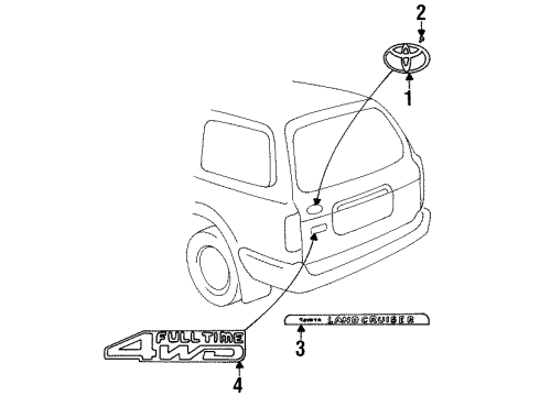 1997 Toyota Land Cruiser Exterior Trim - Lift Gate Diagram