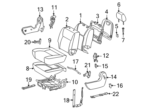 2009 Toyota Sienna No.1 Seat Back Cover Sub-Assembly, Left Diagram for 79014-AE251-E0