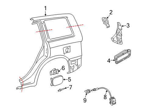 2006 Toyota Highlander Lid Assy, Fuel Filler Opening Diagram for 77350-48080