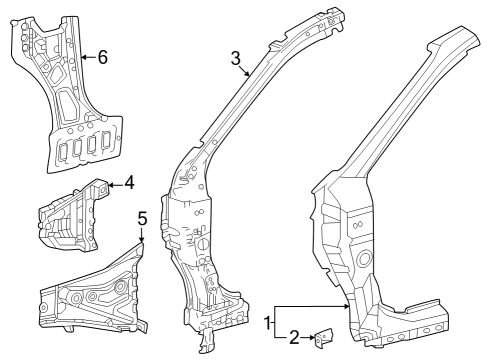 2024 Toyota Grand Highlander Hinge Pillar Reinforcement, Lower Driver Side Diagram for 61109-0E913