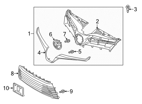 2018 Toyota Sienna Radiator Grille Sub-Assembly Diagram for 53101-08130