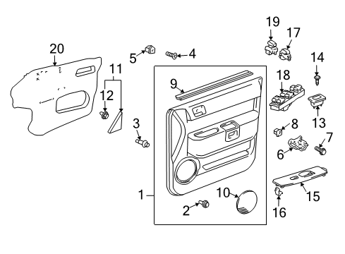 2004 Scion xB Interior Trim - Front Door Diagram