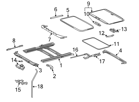 2004 Toyota Sienna Garnish, Sliding Roof Side, LH Diagram for 63217-AE010