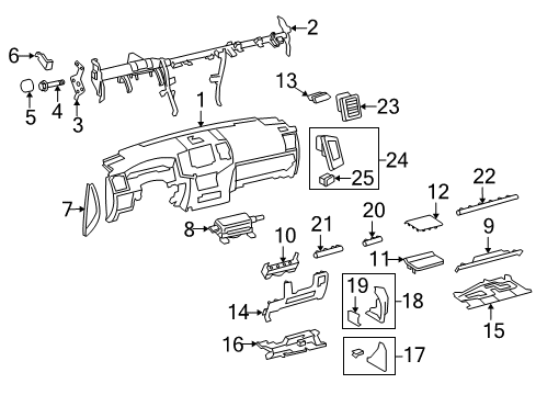 2014 Toyota Land Cruiser Panel, Instrument Panel Finish, Lower Diagram for 55432-60430-C0