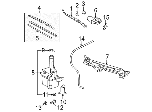 2007 Toyota Solara Wiper & Washer Components, Body Diagram