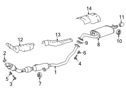 2014 Toyota Corolla Exhaust Tail Pipe Assembly Diagram for 17430-0T250