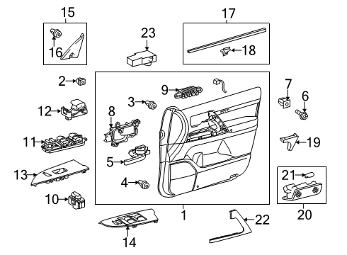 2014 Toyota Land Cruiser Bezel, Front Door Inside Handle Diagram for 69277-60061-E1