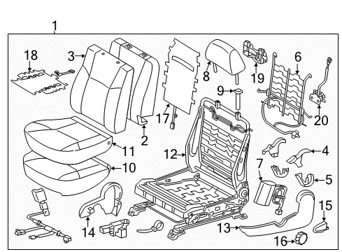 2015 Toyota Tacoma Front Seat Back Cover, Left(For Separate Type) Diagram for 71074-04201-B2