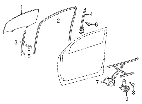 2019 Toyota Tundra Front Door - Glass & Hardware Diagram