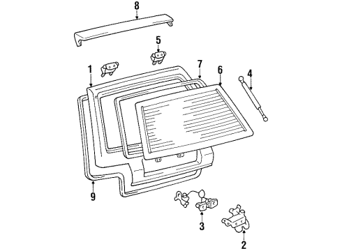 1988 Toyota Corolla Back Door Stay Assembly Right Diagram for 68950-19545