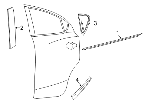 2017 Toyota Yaris iA Exterior Trim - Rear Door Diagram