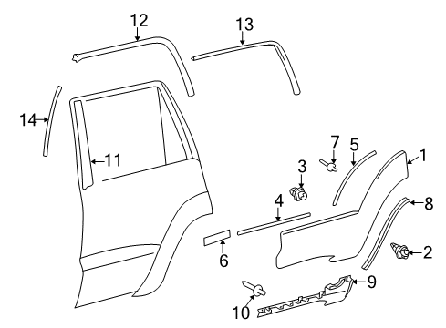 2006 Toyota 4Runner Exterior Trim - Rear Door Diagram