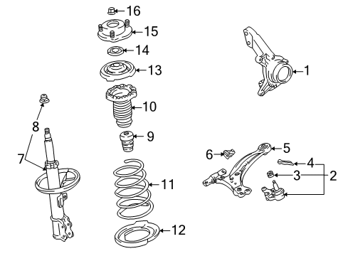 2006 Toyota Highlander Front Suspension, Control Arm, Stabilizer Bar Diagram 1 - Thumbnail