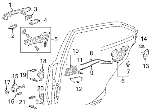 2024 Toyota Grand Highlander LOCK ASSY, RR DOOR W Diagram for 69050-0E140