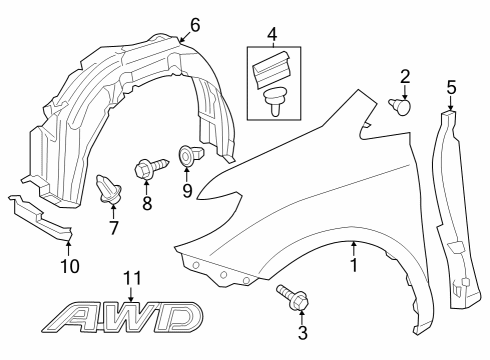 2018 Toyota Sienna Fender & Components Diagram