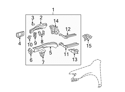 2011 Toyota Camry Structural Components & Rails Diagram 7 - Thumbnail