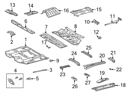 2001 Toyota Highlander Pillars, Rocker & Floor - Floor & Rails Diagram